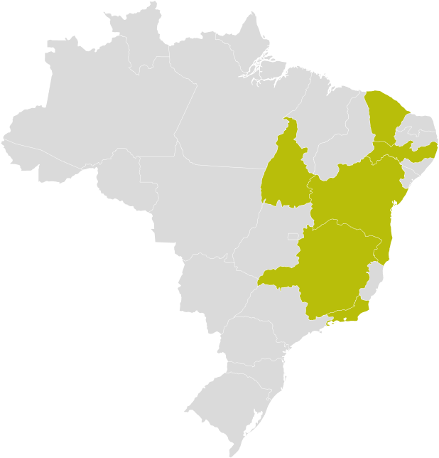 Mapa da distribuição geográfica de geração de energia da Hy Brazil