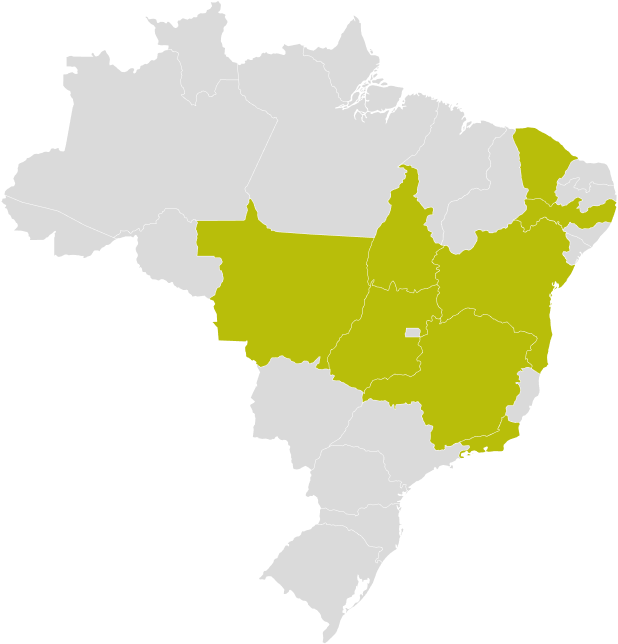Mapa da distribuição geográfica de geração de energia da Hy Brazil